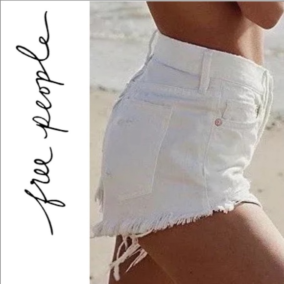 Free People Pants - Free People White Distressed Cut Off Jean Shorts